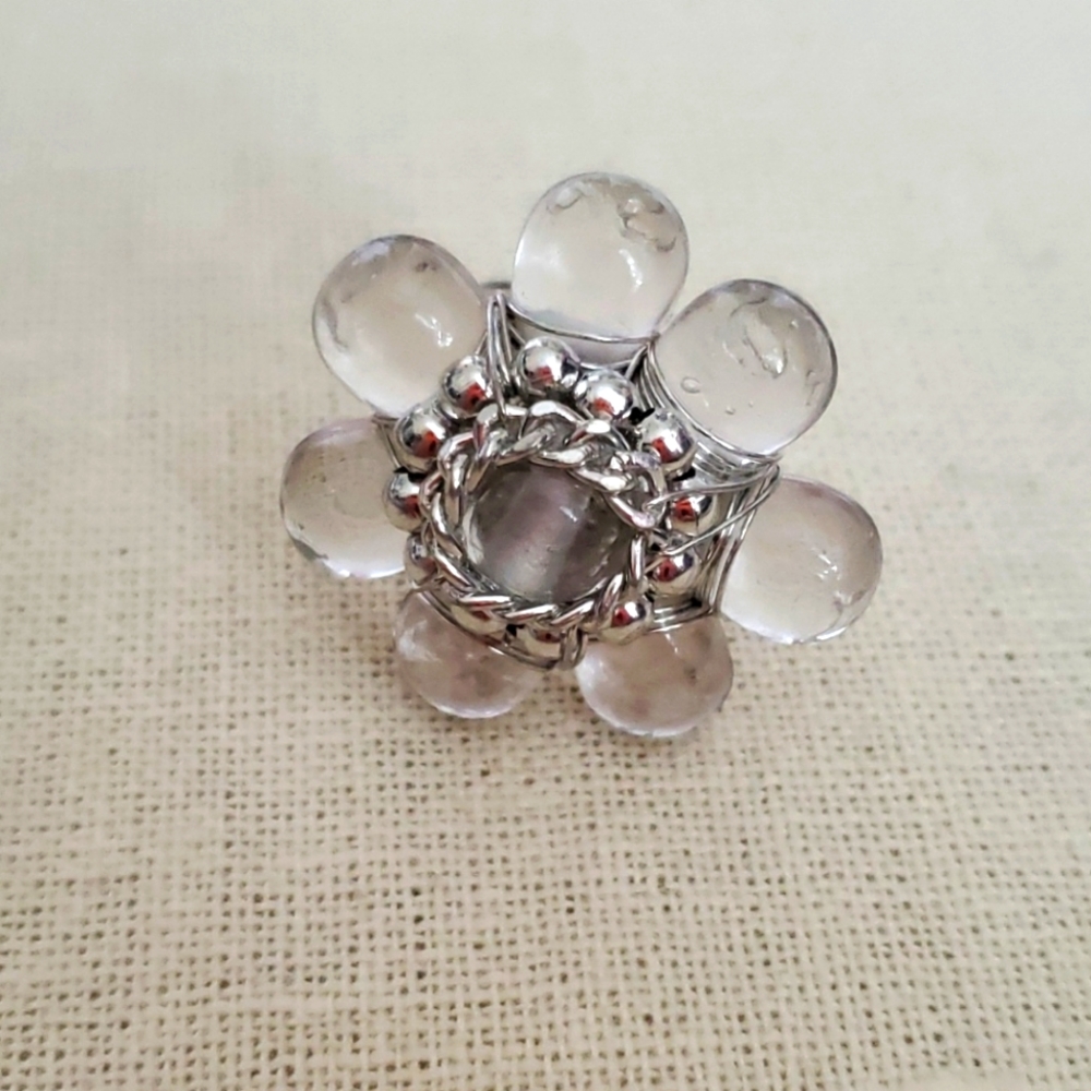 Solid Crystal Adjustable Fashion Ring